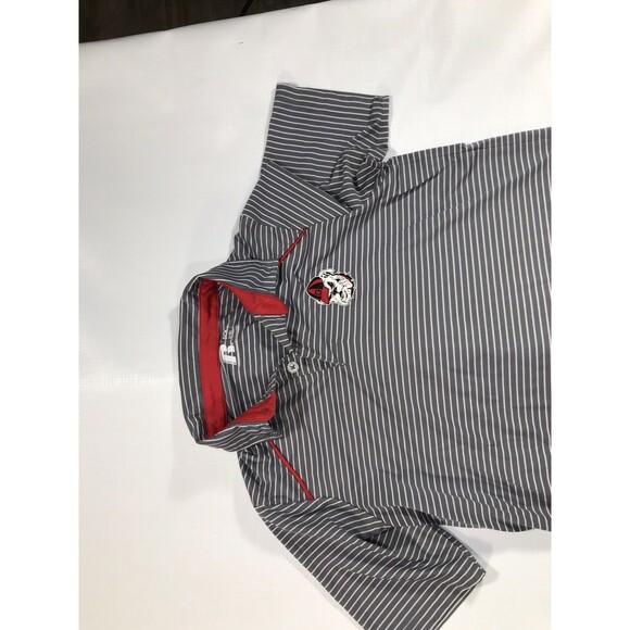Russell UGA Georgia Bulldogs Men’s Small Gray Striped polo Embroidered - Picture 3 of 6
